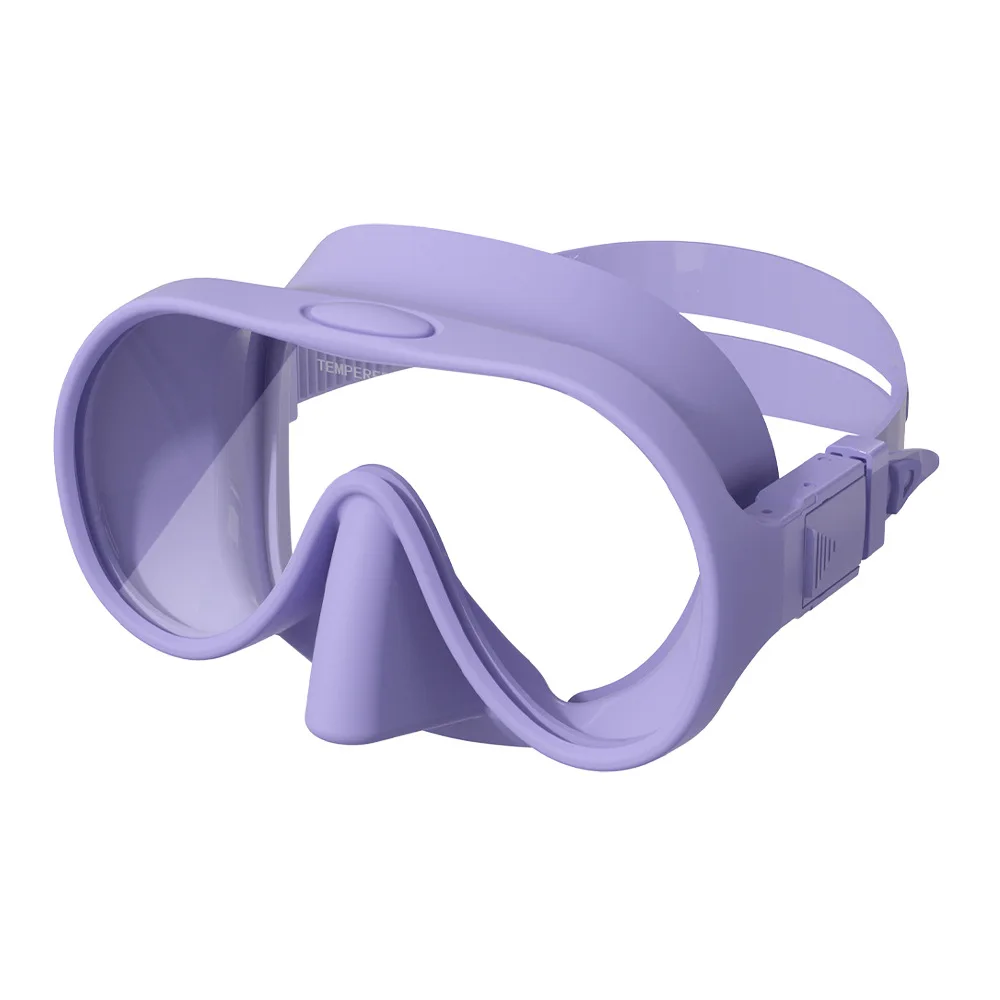 Low-capacity rimless diving glasses for adults-Liquid silicone mask-Anti-fog tempered glass snorkeling mirror