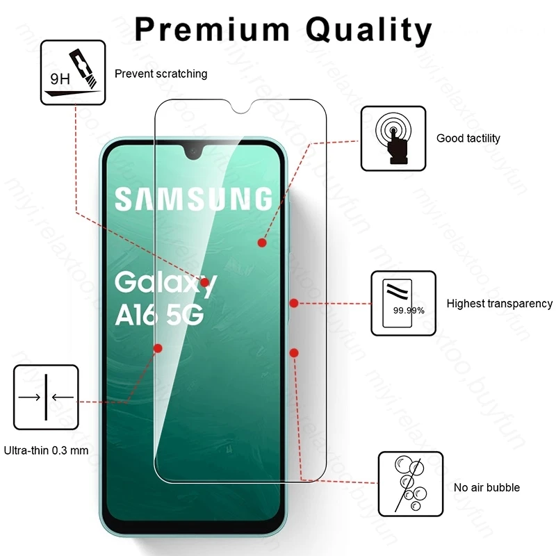 5Pcs Protective Glass Case for Samsung Galaxy A16 5G Tempered Glass Screen Protector on SamsungA16 Sumsung A 16 16A 4G/5G 2024 3