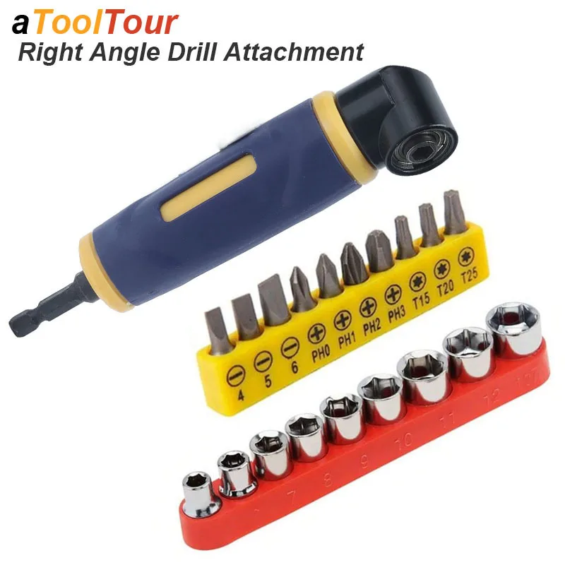 Right Angle Drill Adaptor Attachment 90 Degree Screwdriver Socket ...