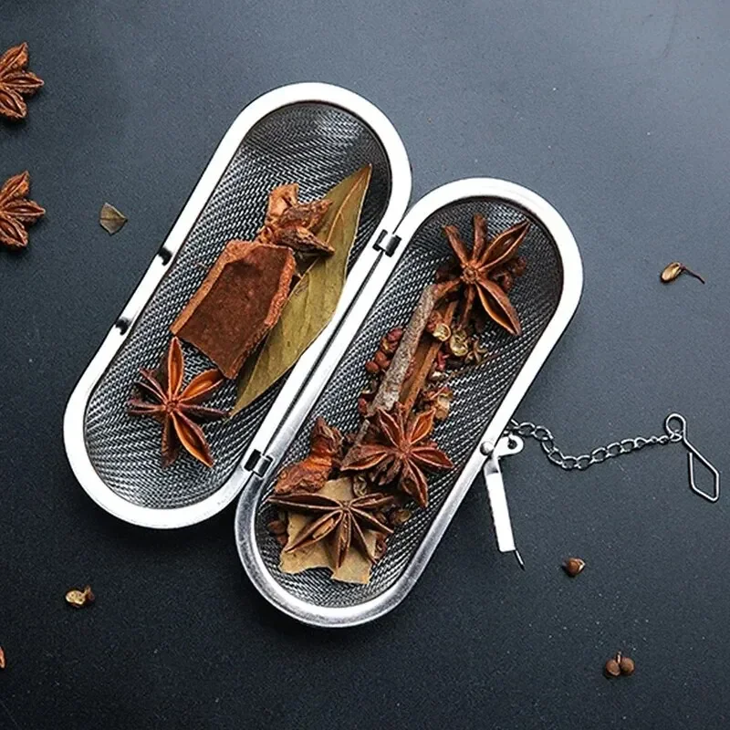 Tea Infuser Tea Strainer Tea Filter Stainless Steel Cooking Spices Infuser Fine Mesh Loose Tea Herbal Strainer Filter with Extended Chain Kitchen Seasoning Balls