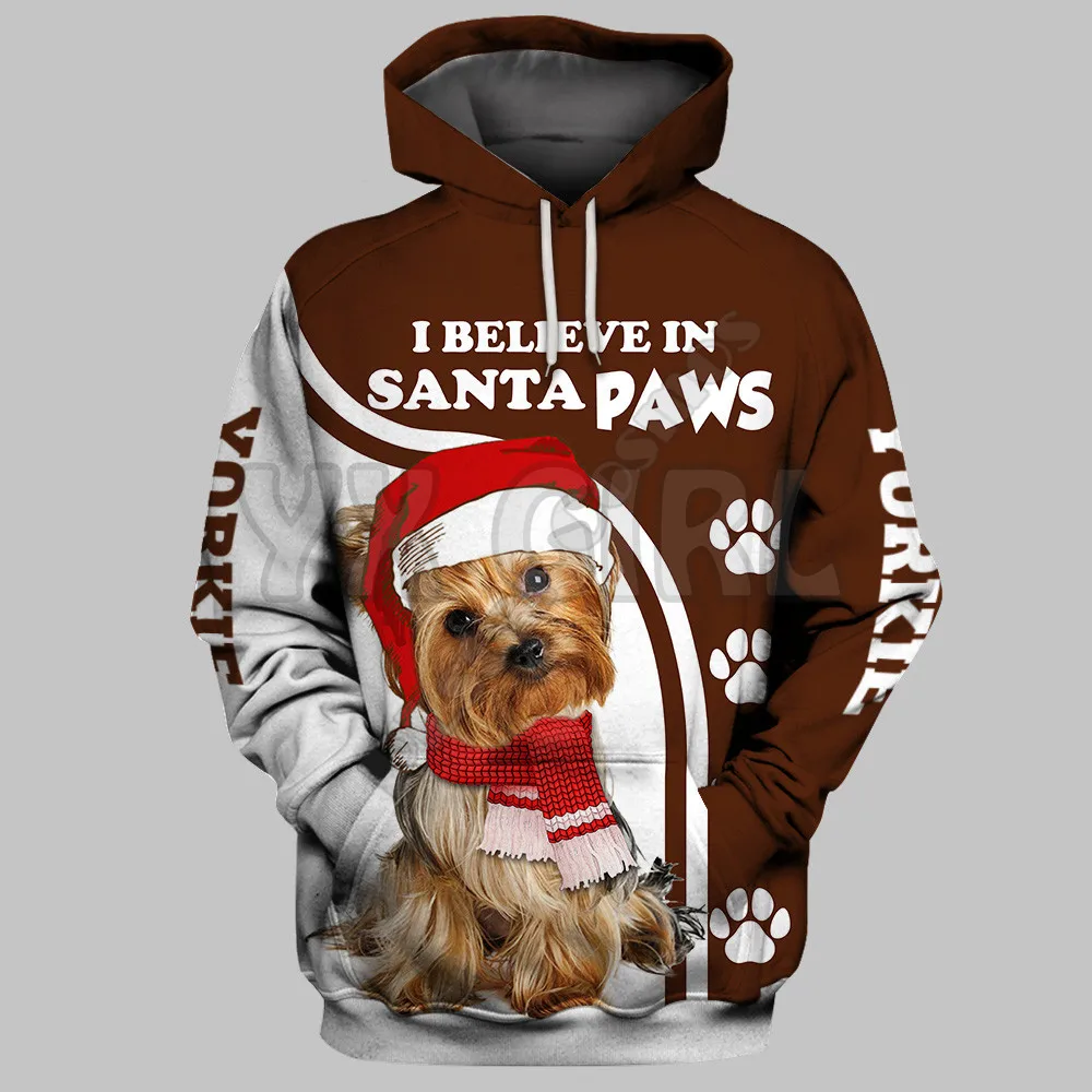 I Believe In Santa Paws Christmas  3D Printed Hoodies  Unisex Pullovers Funny Dog Hoodie Casual Street Tracksuit