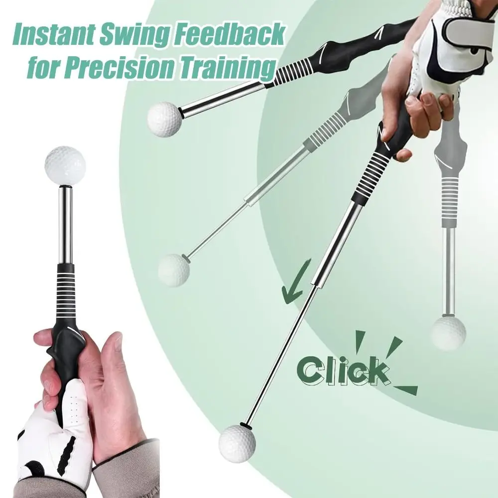 Adjustable golf training stick for swing practice and tempo training.