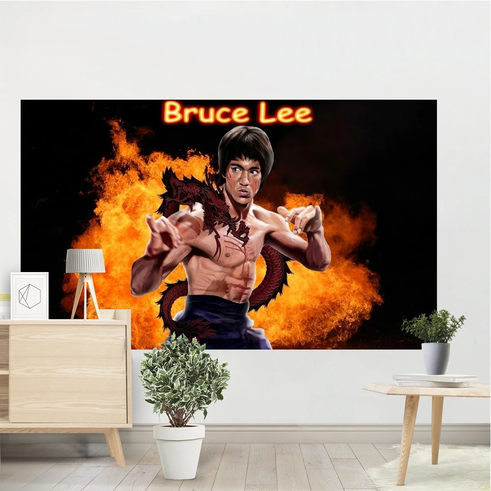 

Bruce Lee Printed Tapestry Hippie Decoration Bedside Background Cloth Bedroom Poster Hanging Painting Tapestry Decoration Mural