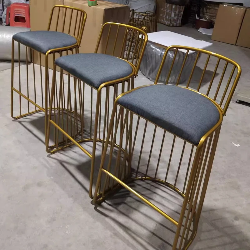 Gold Leg Nordic Bar Stools Modern Design Apartment Luxury Soft Bar Chairs Minimalist Waiting Backrest Sillas De Furniture