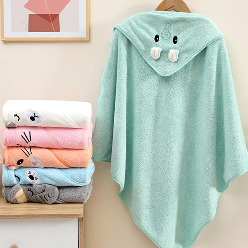 Coral Fleece Hooded Baby Towel Bathrobe for Newborns