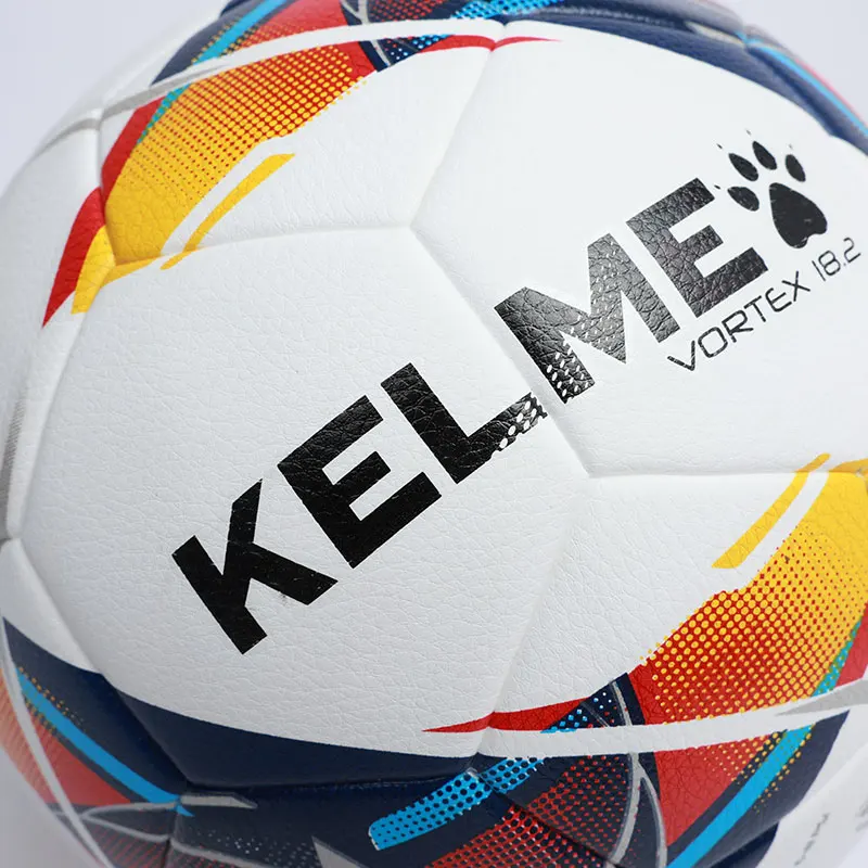 KELME Football Ball Professional Training Soccer Ball Thermal Bonding PU Size 4 Blue Red Indoor Low Bounce Soccer