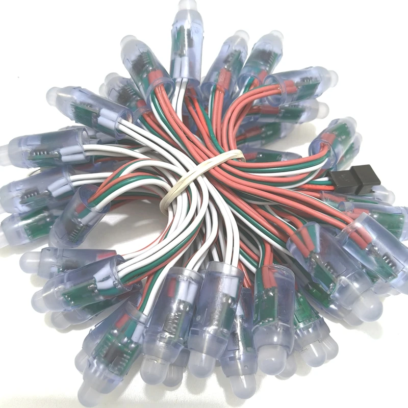 100pcs/lot 12mm LED Pixesl Light Module DC5V WS2811 Full Color IP68 waterproof 2811 IC RGB Digital Led christmas Lights String