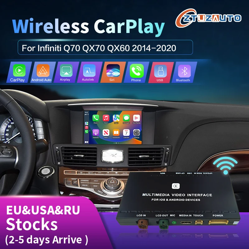 

Wireless Apple CarPlay Android Auto for Infiniti QX60 QX70 Q70 Mirror Aftermarket CarPlay Upgrade Retrofit Multimedia Navigation