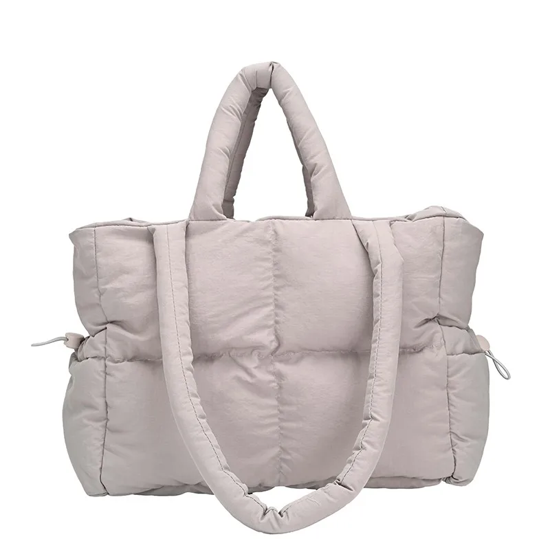 Women Gilrs Nylon Solid Color Shoulder Bag Top Handle Bags Solid Color Soft Handbags for School Work Shopping Travel Daily Use