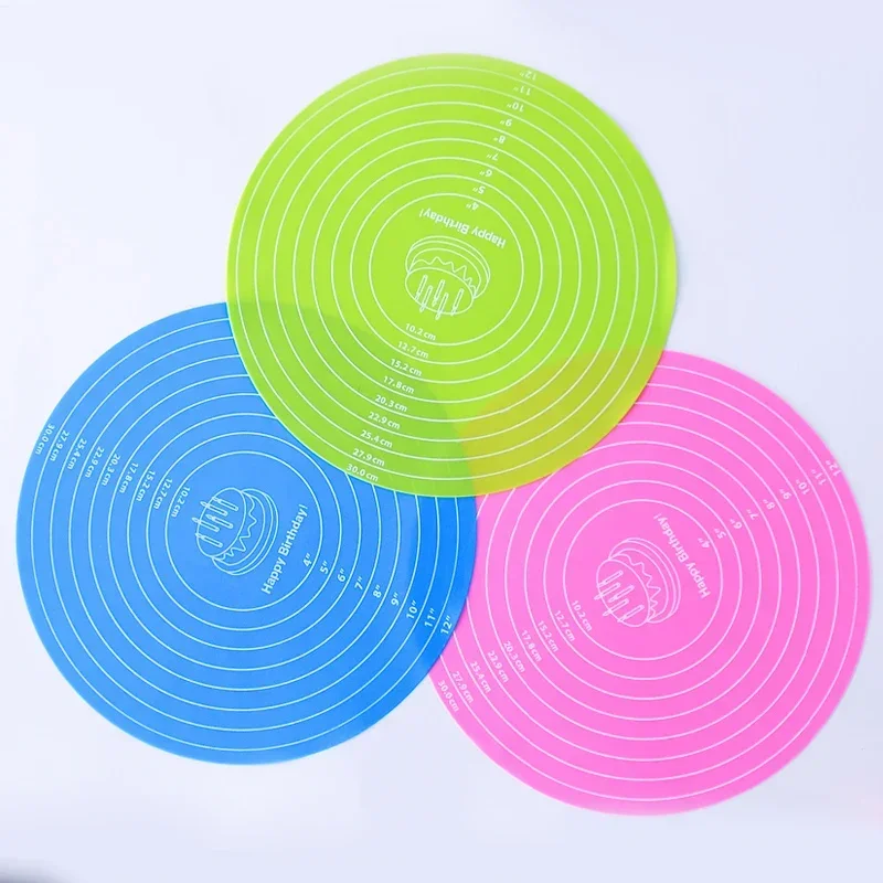 30cm Cake Baking Tools Cake Baking Mat Round Cake Baking Mat Silicone Cake Turntable Non-slip Mat with Scale High Temperature Resistant Kitchen Accessories
