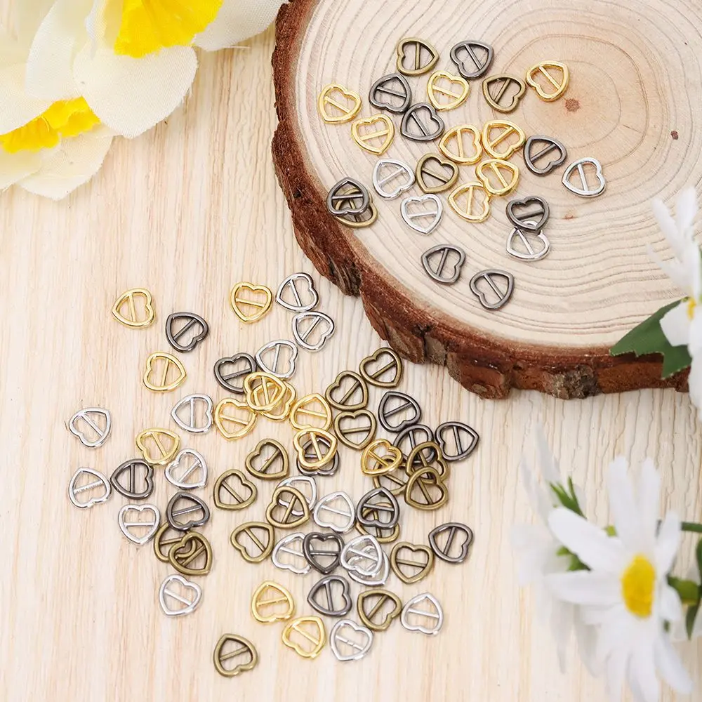 Newest 20/40pcs 4mm Mini Ultra-small Tri-glide Buckle Belt Heart Shaped Buckle Doll Bag Buckles Diy BDoll