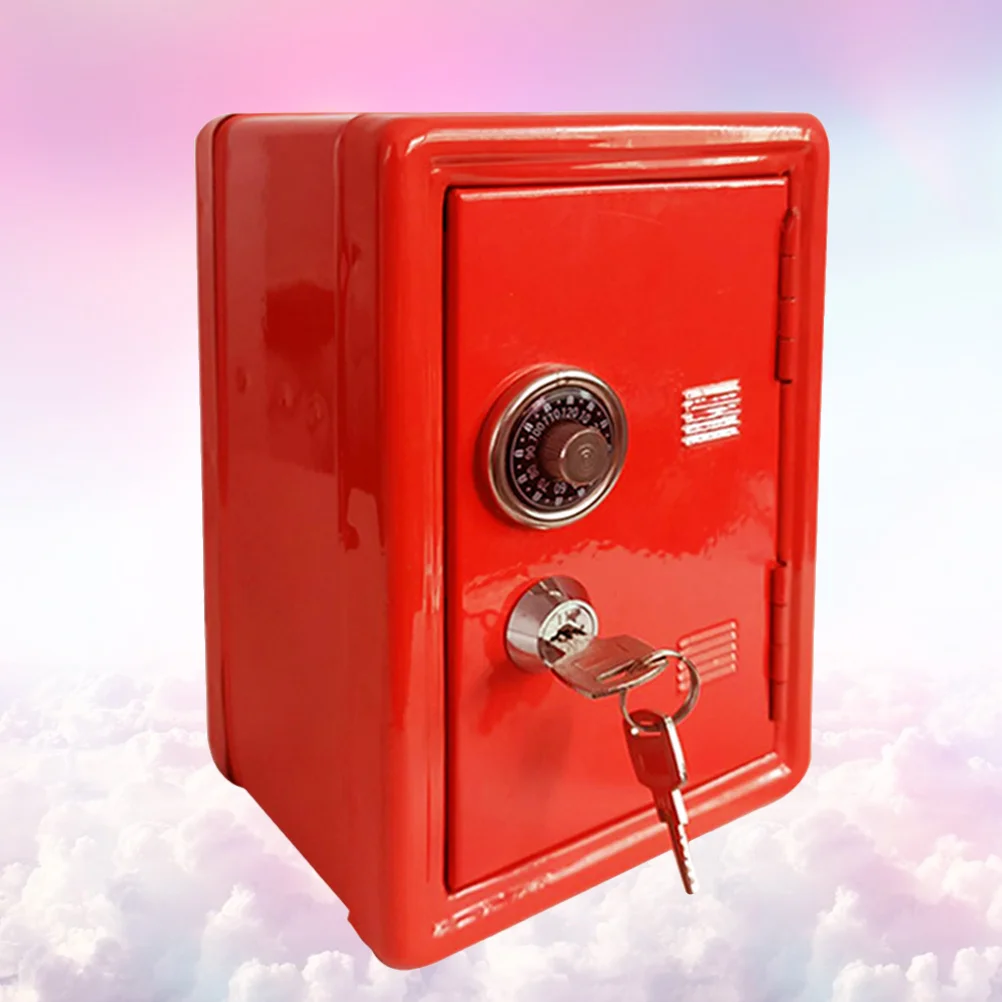 

Miniature Metal Safe Box Creative Iron Piggy Bank Mini Strongbox Shape Saving Pot Desktop Money Box Ornaments for Home Red