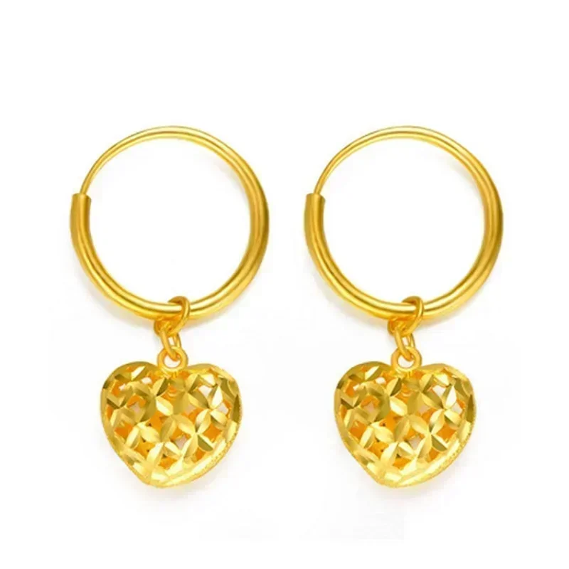 Womens 18K gold earrings, elegant AU750 three-dimensional love Phoenix earrings, and certificate