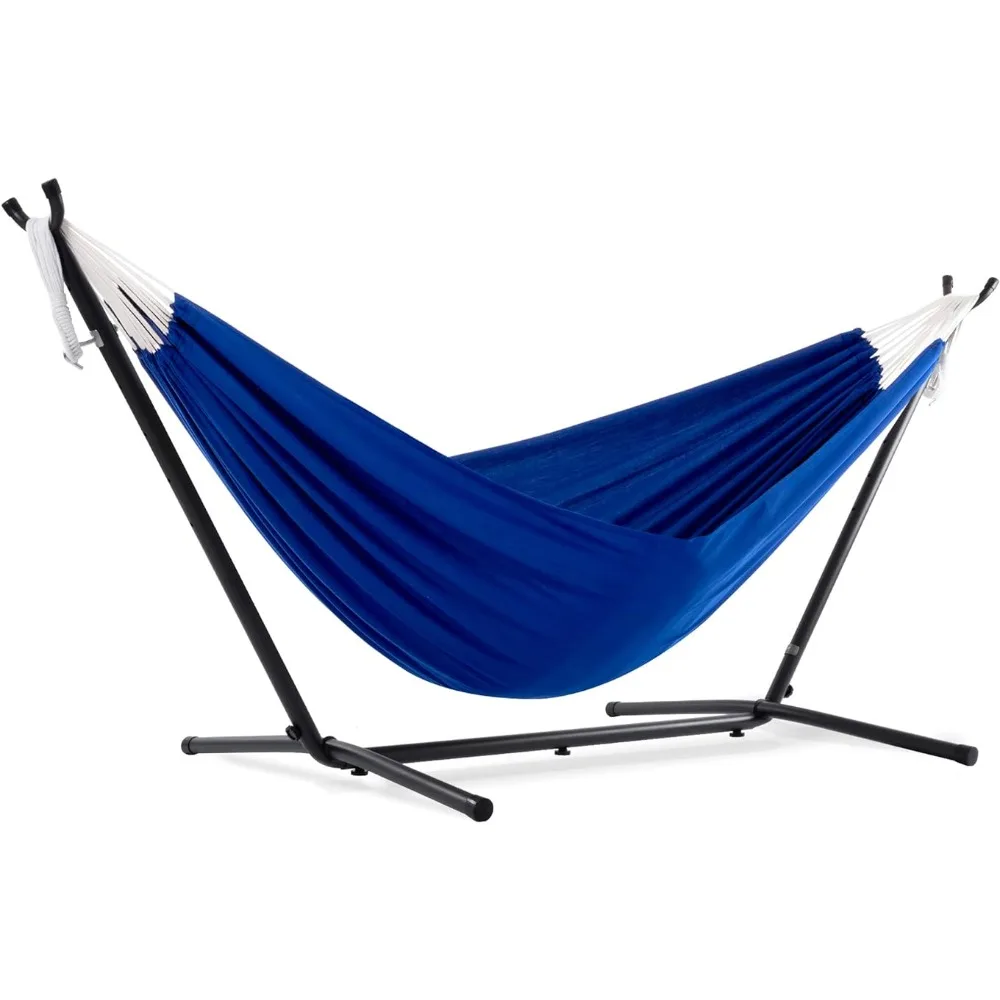

Double Polyester Hammock with Space Saving Steel Stand Camping Outdoor Furniture Sleeping Freight free.
