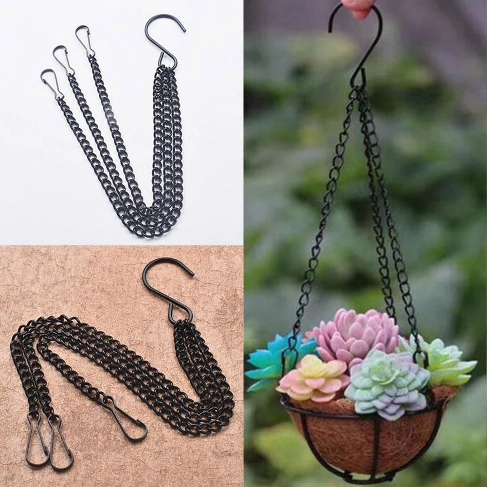 35/40/45/50/55cm Rattan Hanging Basket Flower Pot Chain Hydroponic Plants Plant Grow Tools Garden Decorations With 3 Hooks