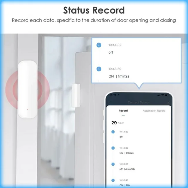 Tuya Smart Home WiFi Door Sensor Window Door Open/Closed Detectors for Alexa Google Home Smart Life Control Security Protection 5