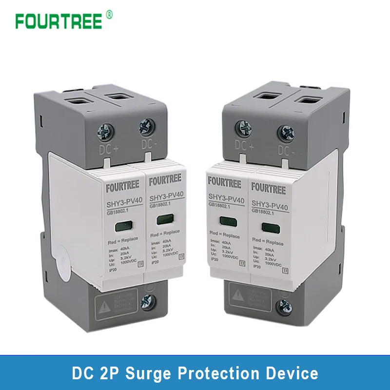

1PCS Solar Surge Protector DC SPD 2P 500V 600V 800V 1000V Outdoor Power Arrester Lightning Protection Device 10-20/20-40/30-60KA