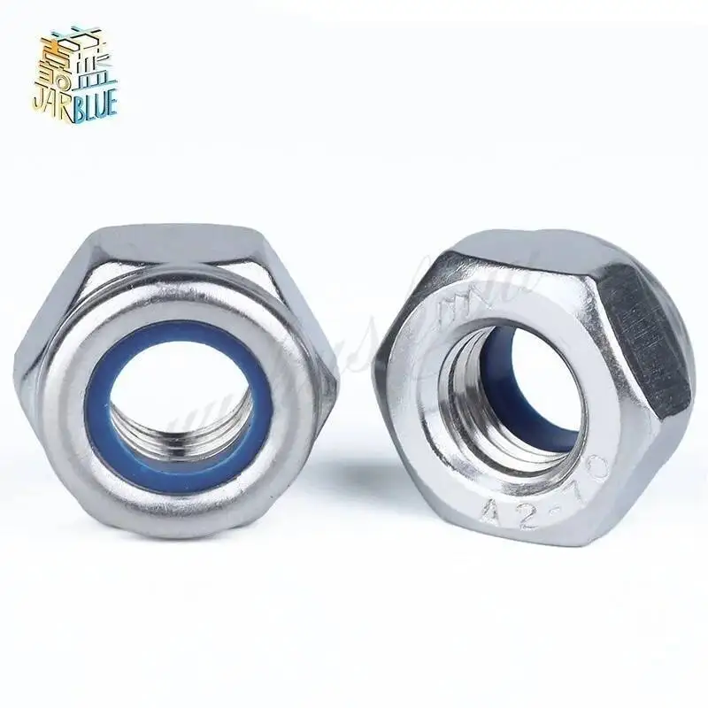 Hexagon Nuts,DIN985,304 Stainless Steel Nylon Self-locking,2/5/20/50Pcs
