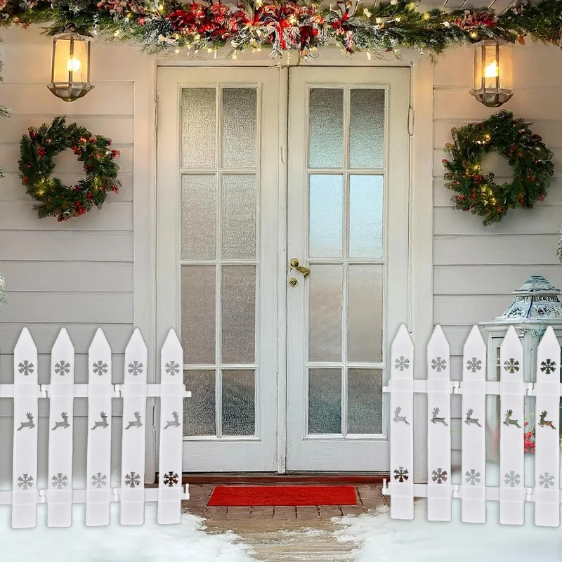 10/15/20Pcs Christmas Tree Fence Decoration White Plastic Plant Mini Fence for New Year Party Home Garden Holiday Indoor Decor garden edging border garden fence artificial fence panels