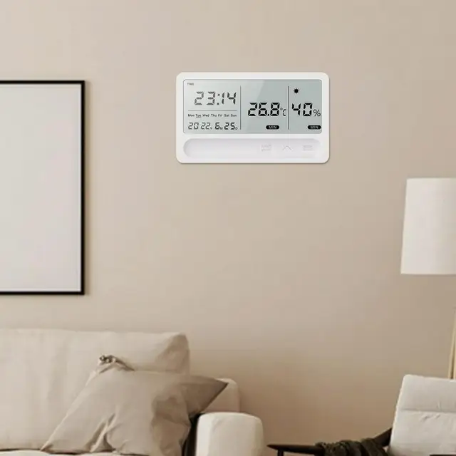 Többfunkciós Termo-Hidrométer Hordozható Mini Digitális Higrométer Usb Töltő Hőmérő Óra Riasztással És Időjárás-Előrejelzéssel - Image 5