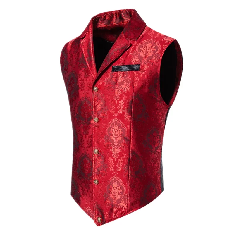 Mens Suit Vest Luxury Jacquard Thin Tops Red Green Blue Pink Fashion Wedding Prom Party