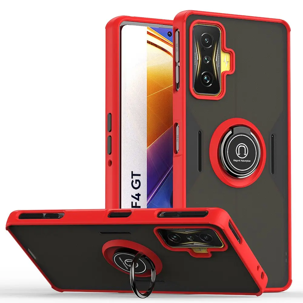 Shockproof Magnetic Ring Holder Case - Hard Protective Cover for Poco & Xiaomi Devices