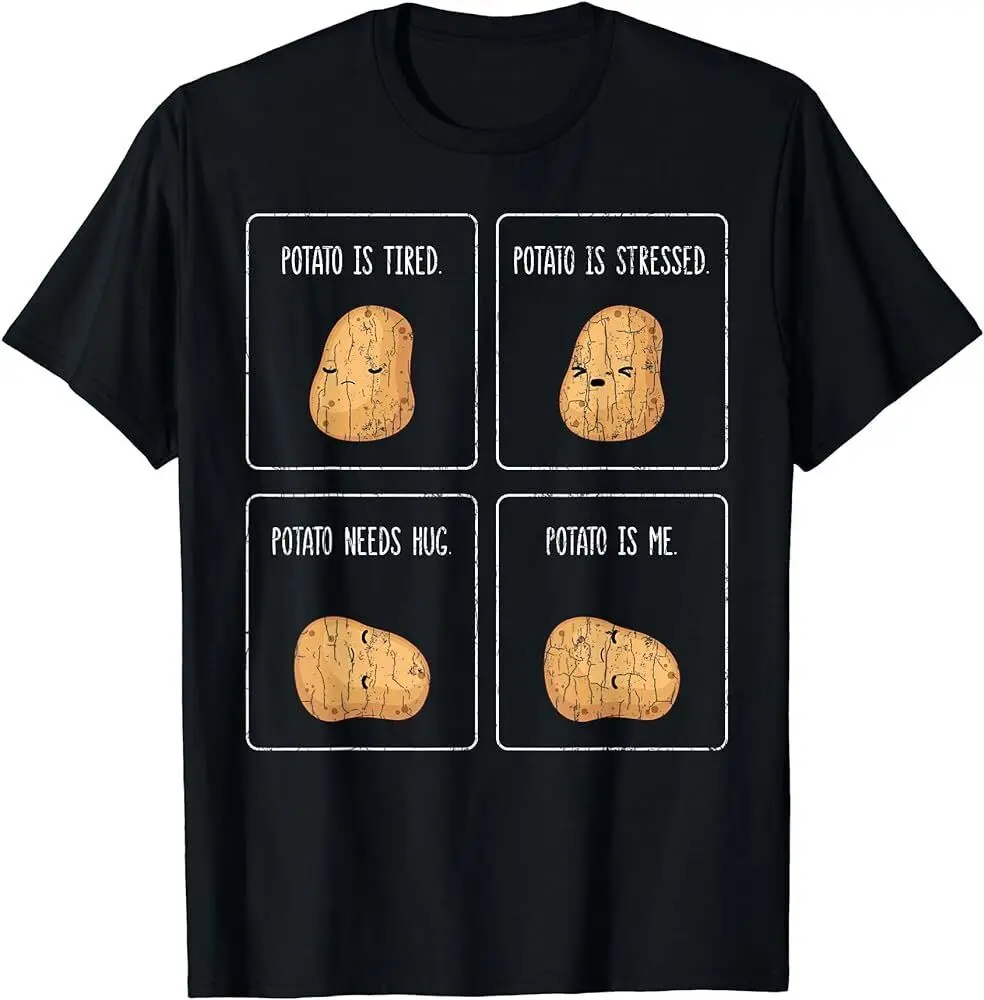Potato Is Me Funny Patate Verdure Chips Eater Graphic T-Shirt Maniche Lunghe O Corte