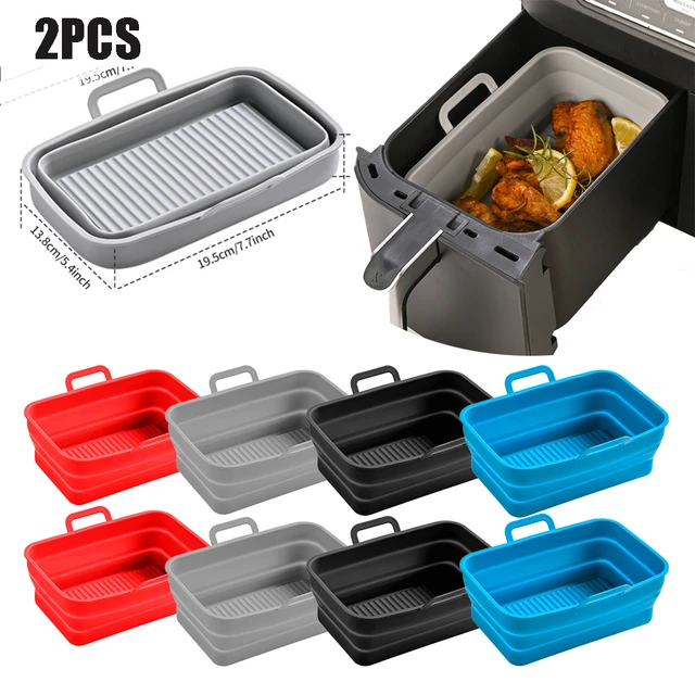 Collapsible Air Fryer Silicone Liners for NINJA Foodi Dual Air Fryer  Rectangular Air Fryer Silicone Pot - AliExpress