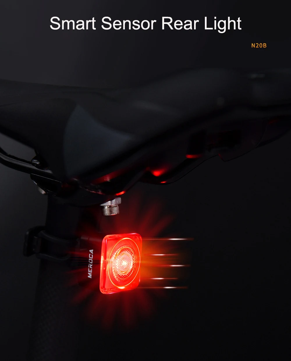 Luz de la bici MEROCA Luz trasera de bicicleta inteligente Luz de freno  trasera Impermeable USB recargable Luz trasera de seguridad Linterna de bicicleta  trasera MEROCA Luz de la bici