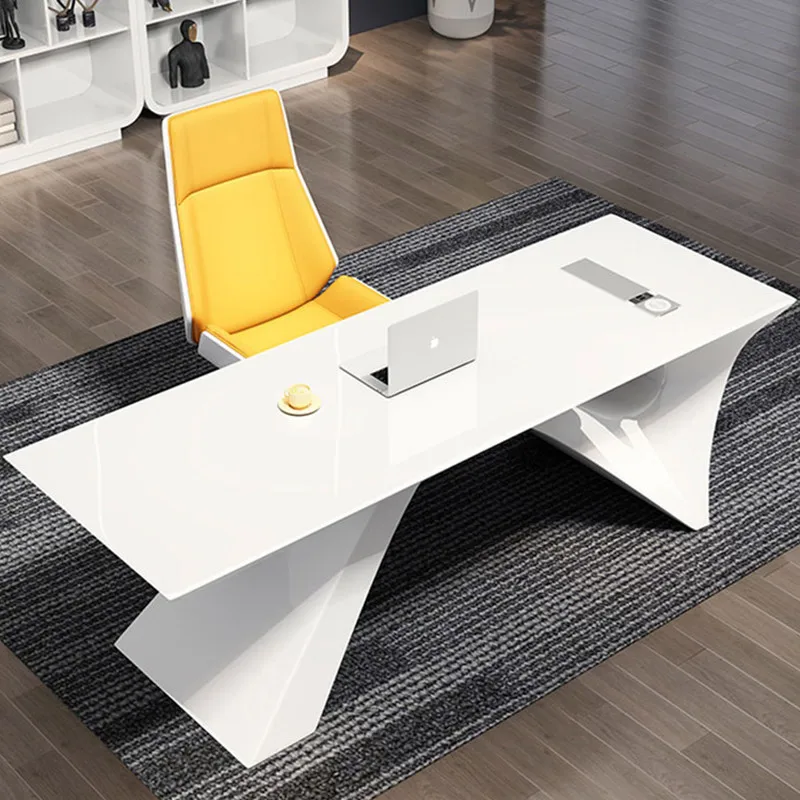 Design modern fashion boss table president manager table simple large class table special-shaped paint white desk office desk manager manager desk simple modern boss office desk and chair combination fashion office desk