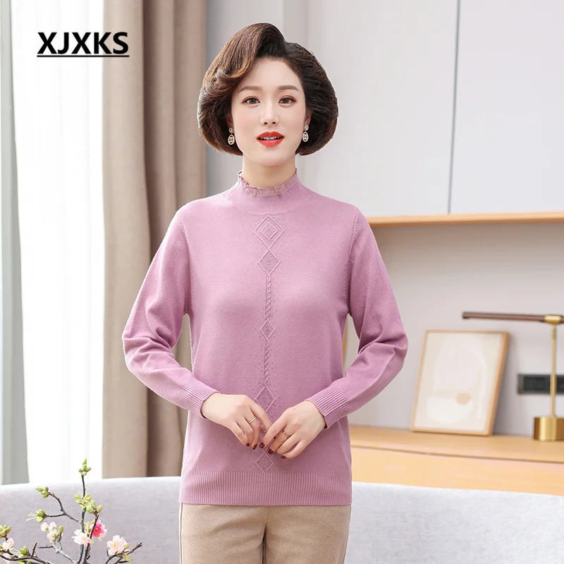 

XJXKS Solid Color All-match Women's Turtleneck Sweater 2022 Autumn Winter New Fashion Base Jumper High-end Wool Knitted Pullover