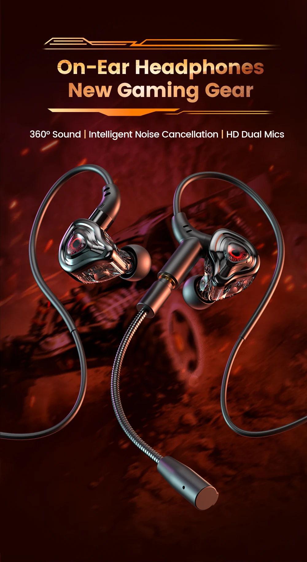 Description Picture 2 of item90° Elbow Wired Earphone 3.5MM/Type C Headphone HD Noise-canceling Dual Microphone IN-Ear Headset Sport Gaming Earbuds For Phone