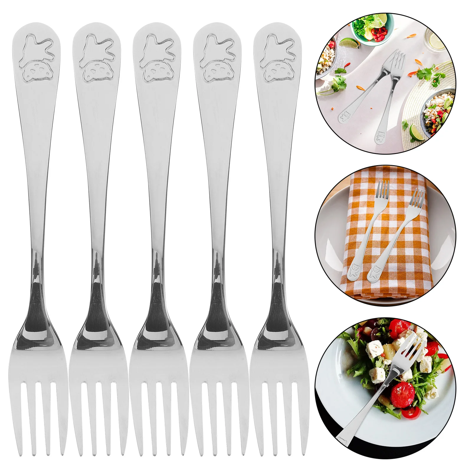

9 Pcs Stainless Steel Children's Fork Forks Tiny Small Appetizers Fruit Knife and Food Pickle The Jar Bulk Party