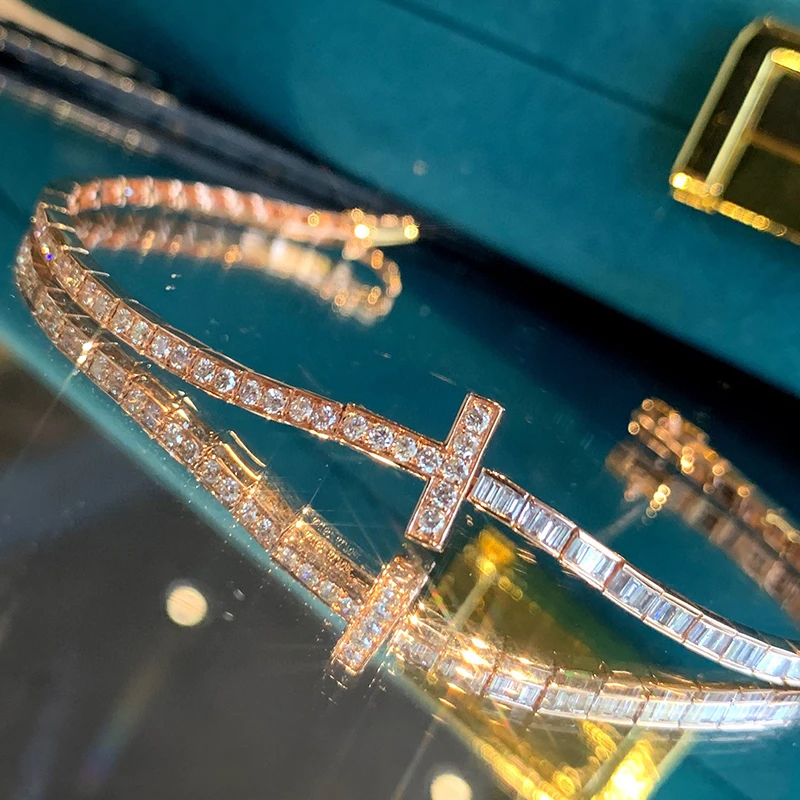 S97ddd06244674782b352d942eb4e827bI Aazuo Fine Jewelry 18K Solid Rose Gold Natrual Diamonds 1.7ct Fairy Cross Bracelet For Woman Senior Banquet Engagement Party