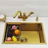 Gold Kitchen Sink 304 Stainless Steel sinks Above Counter or Undermount Installation Single Basin Bar Sink Golden Washing Basin 3