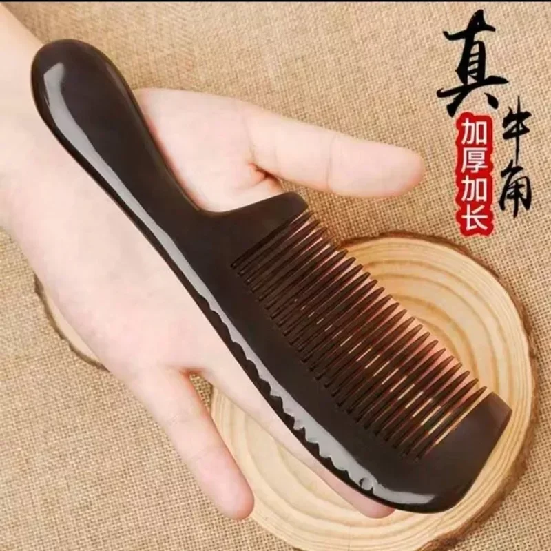 

Cow Horn Massage Comb Hair Scrubbing Combs Clean Scalp Расческа Head Meridian Wide Tooth Cow Horn Comb Barber Hairdressing Tools