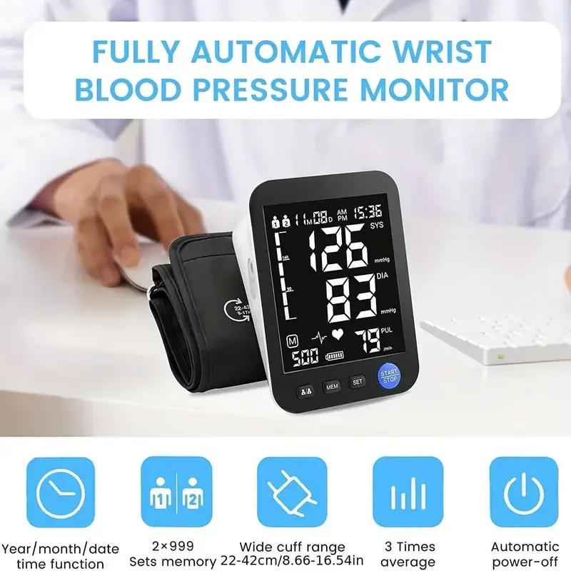 Home electronic arm blood pressure monitor 3.9 inch large backlight LCD voice Bluetooth blood pressure automatic measuring
