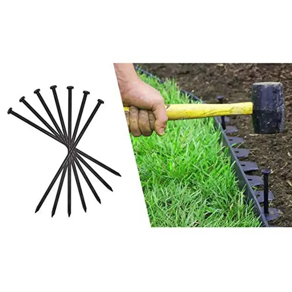 Metal Landscape Edging Stakes 10-Inch Anchoring Spikes 100 Count Yard Ornament & Paver Restraints Solution