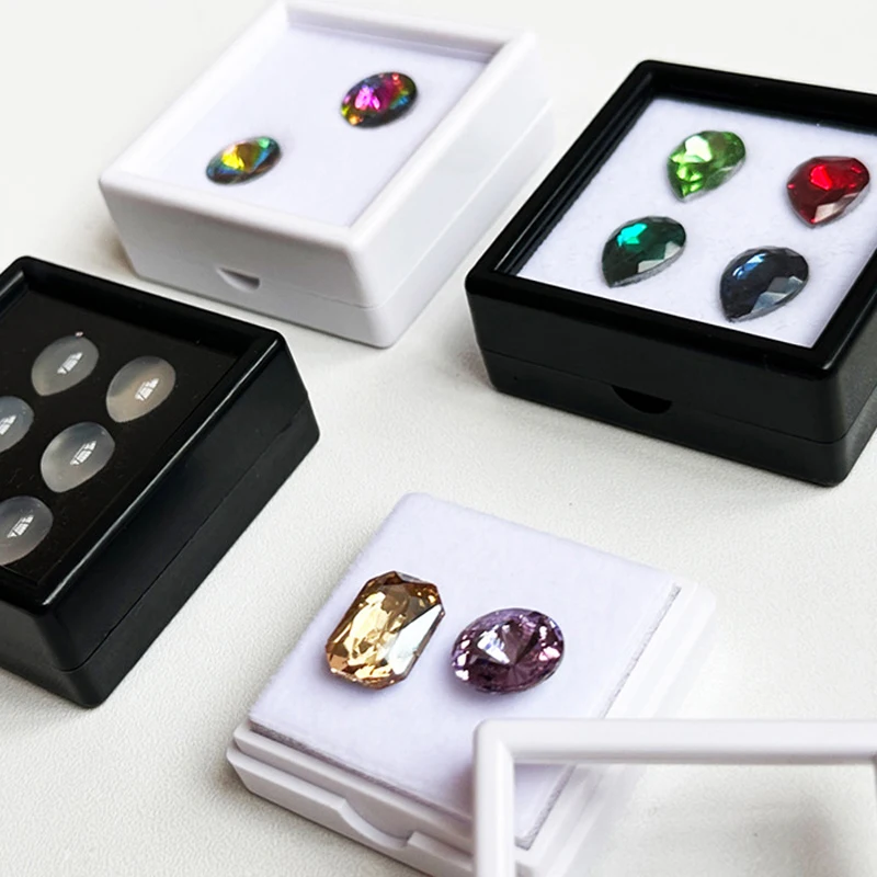 Portable Travel Gems Box Show Gemstone Storage Case Beads Diamond Pendant Exhibition Box Shockproof Gem Jars Exhibition Tray