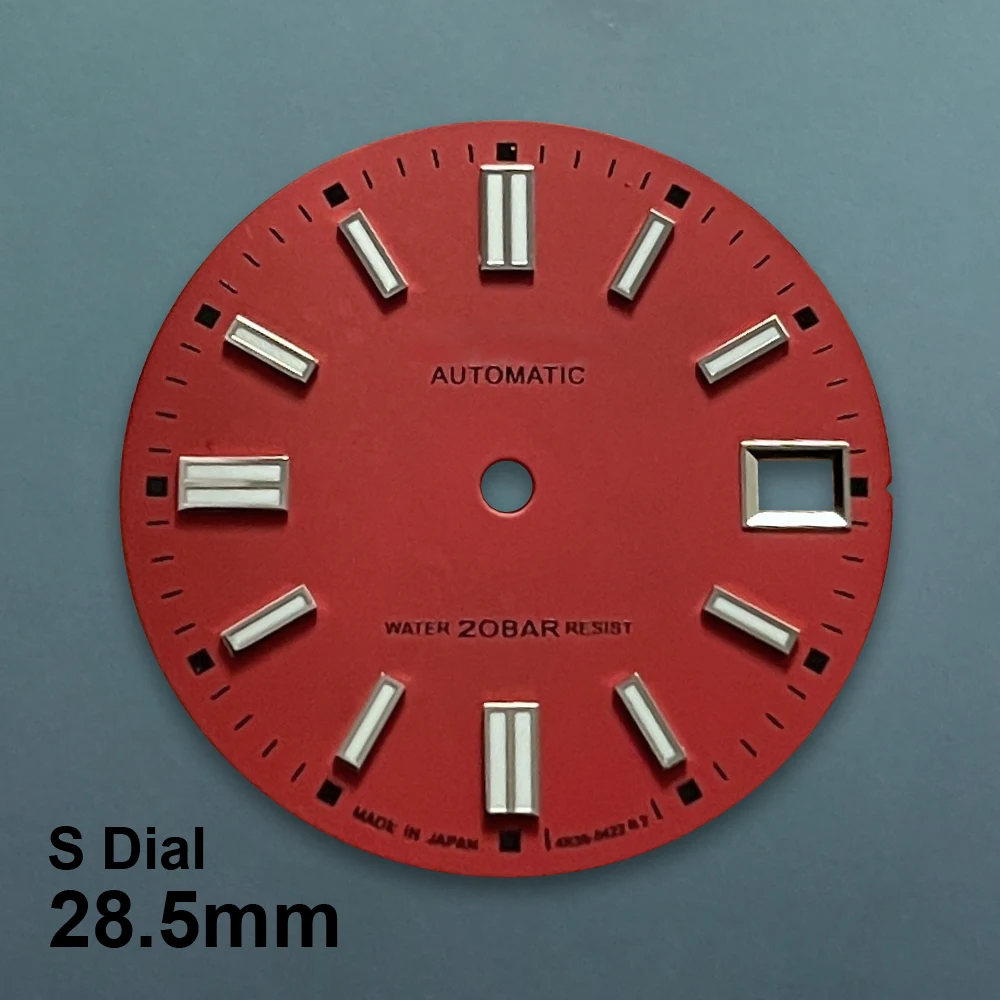 28.5mm S Logo Matte Dial Fit NH35/NH36/4R/7S Japan Movement Green