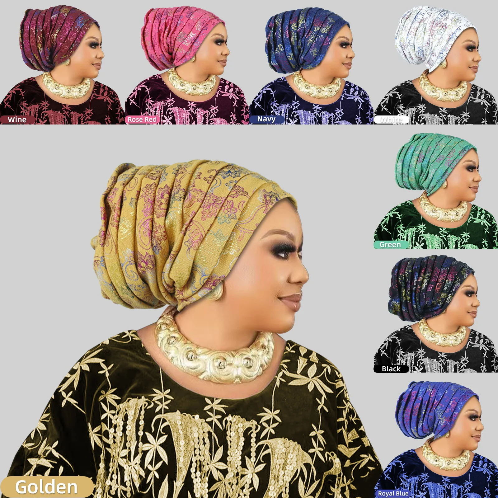 Elegant Glitter Pleated Turban Cap for Women: Stylish Head Wrap and Headpiece