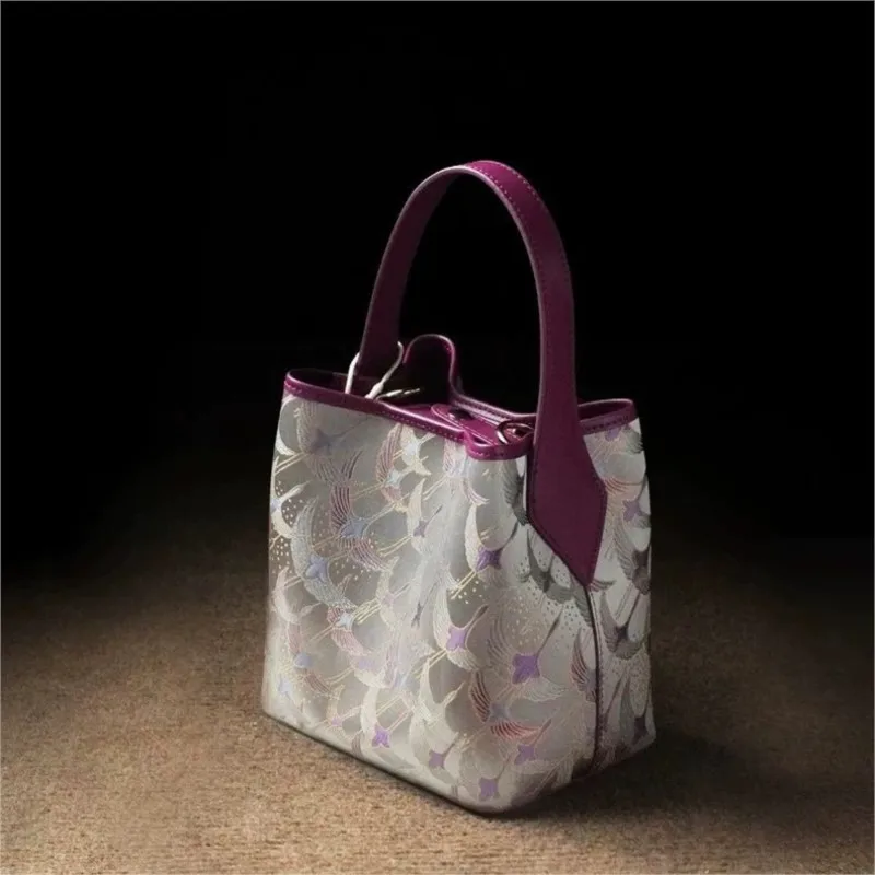 Vintage Song Brocade Embroidery Handbag Women Cheongsam Dress Bucket Bag Ladies Elegant Gentle Landscape Crossbody Bag 2025 New