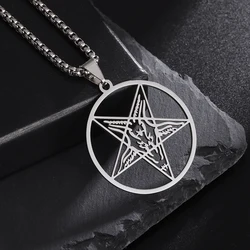 Classic Church of Satan Jewelry Lucifer Badge Baphomet Inverted Pentacle Medal for Men Amulet Pendant Necklace