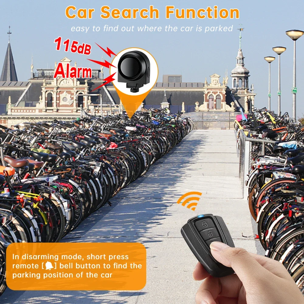 Goelely New Bike Alarm Wireless Remote Rechargeable Alarm For E-Bike Motorcycle Bicycle Scooter Car Volume Sensitive Adjustable