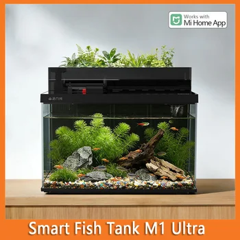 Smart Desktop Fish Tank M1 Ultra 32L Monitor della temperatura di alimentazione remota Sistema di luce RGB intelligente Serbatoio dell'acquario per Mi Home APP