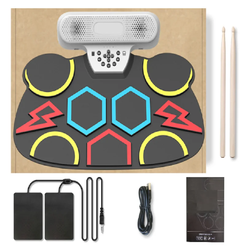 Electronic Desktop Hand Roll Drum, Large Drum Head, Thickened Color Lightning Bluetooth, Dual Mode, One Package Delivery