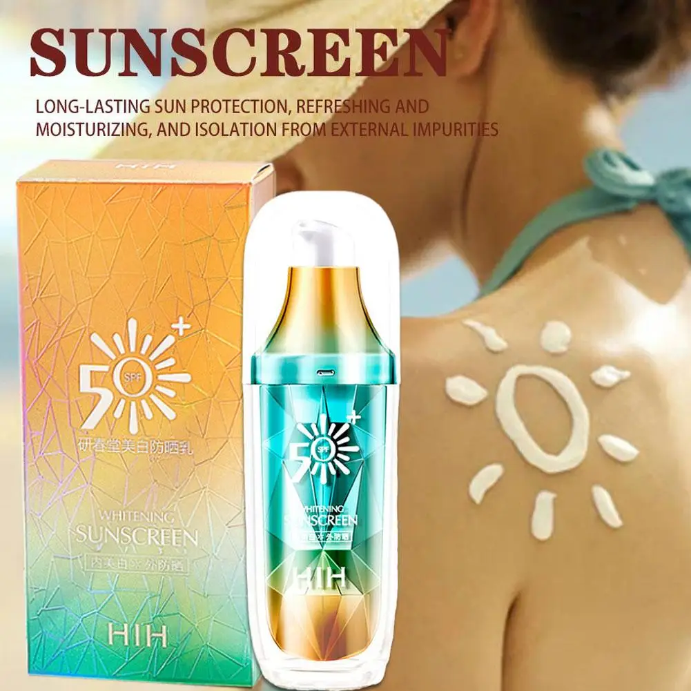 

SPF50 + отбеливающий солнцезащитный крем для лица летняя Солнцезащитная пленка с защитой от пота Корейская Защита от УФ отбеливания Солнцезащитный водонепроницаемый протеин Q3U8