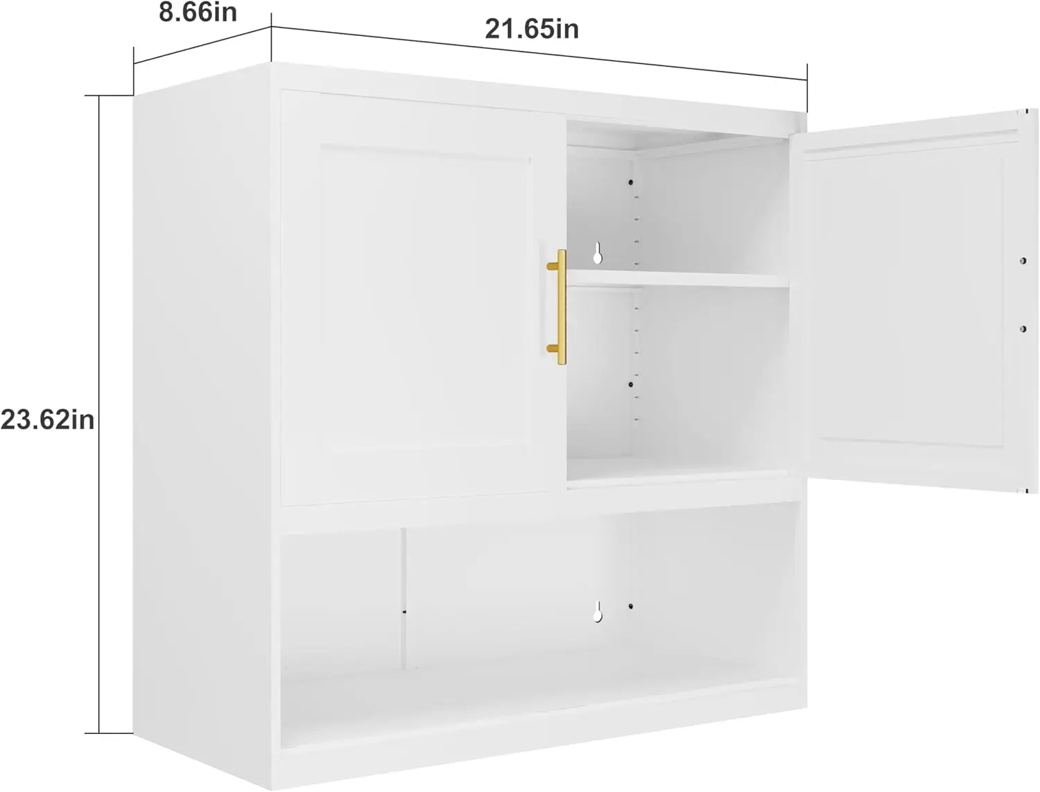 Metal Bathroom Cabinet Wall Mounted，Hanging Cabinet with 2Door and Adjustable Shelves，Over The Toilet Storage Medicine Cabinets
