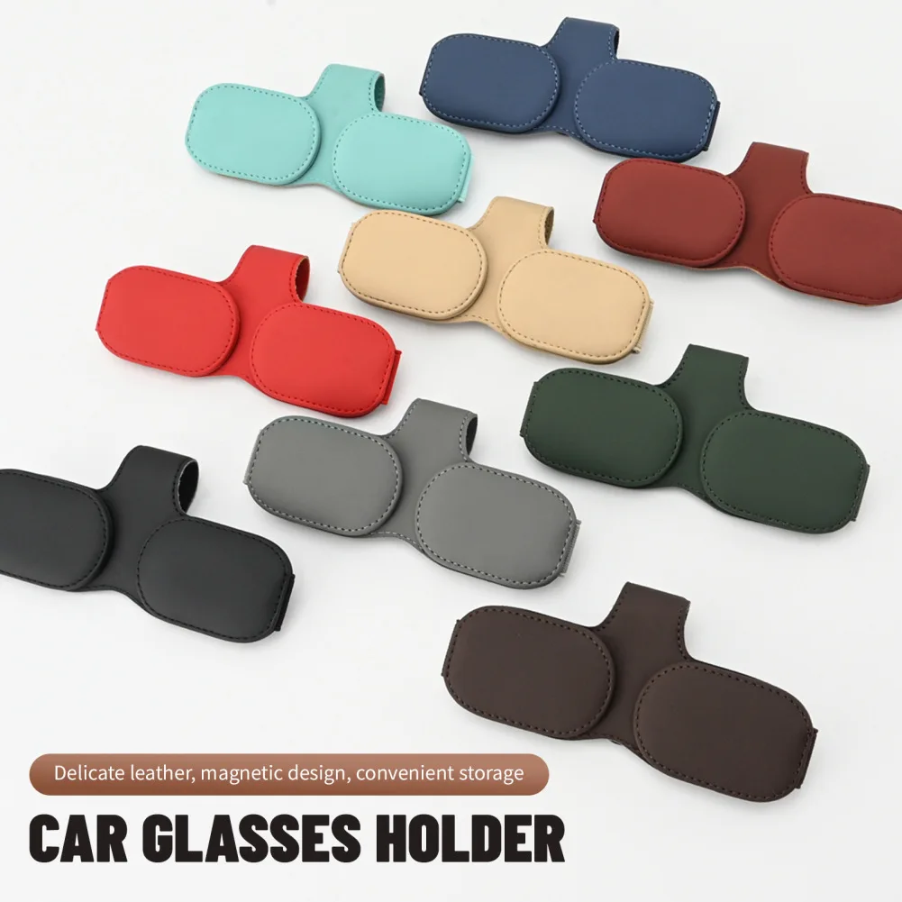 

Sunglasses Holders For Car Visor PU Leather Magnetic Eyeglasses Clip Ticket Card Clip Sunglass Visor Clips Car Supply Organizer