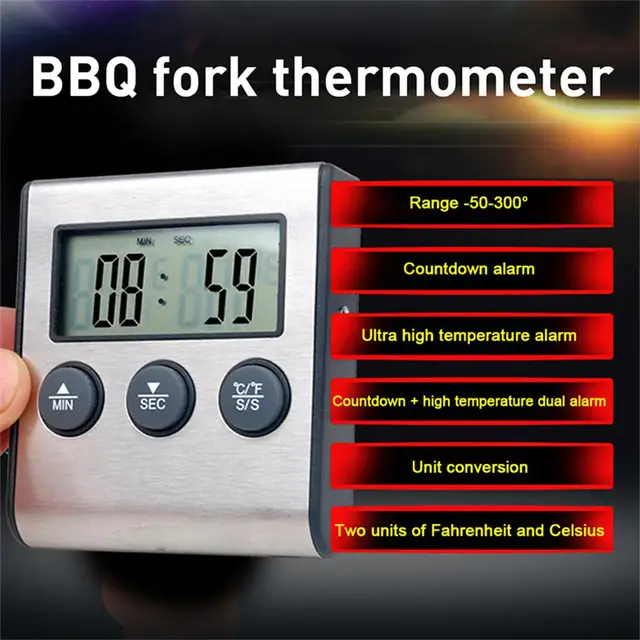 Digital Barbecue Meat Thermometer Thormometer For Oven Thermomet With Timer Meat  Probe Cooking Kitchen Thermometer For Meat